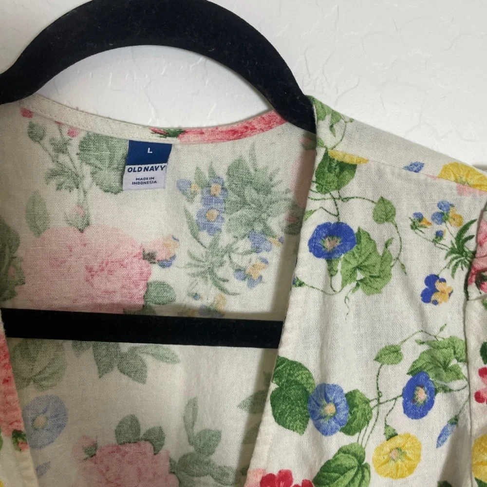 Floral Puff-Sleeve Mini Floral Cottage Peasant Picnic Summer Flower Wrap Dress_4